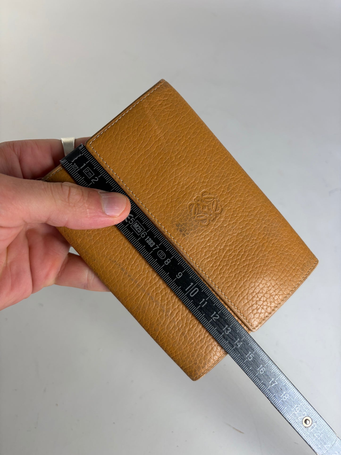 Vintage Loewe Grained Leather Bifold Wallet Honey Yellow Brown