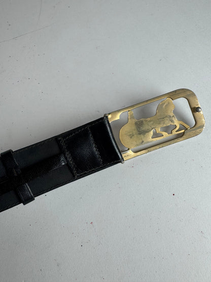 Vintage Celine Carriage Leather Belt Black