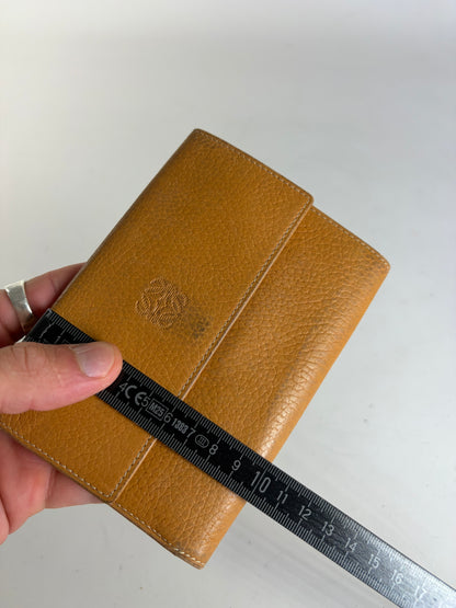 Vintage Loewe Grained Leather Bifold Wallet Honey Yellow Brown