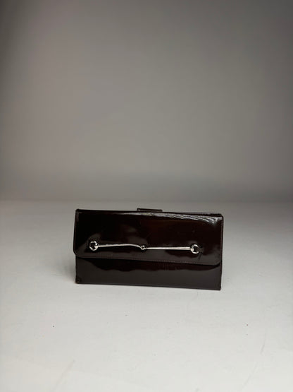 Vintage Gucci Patent Leather Horsebit Wallet Brown