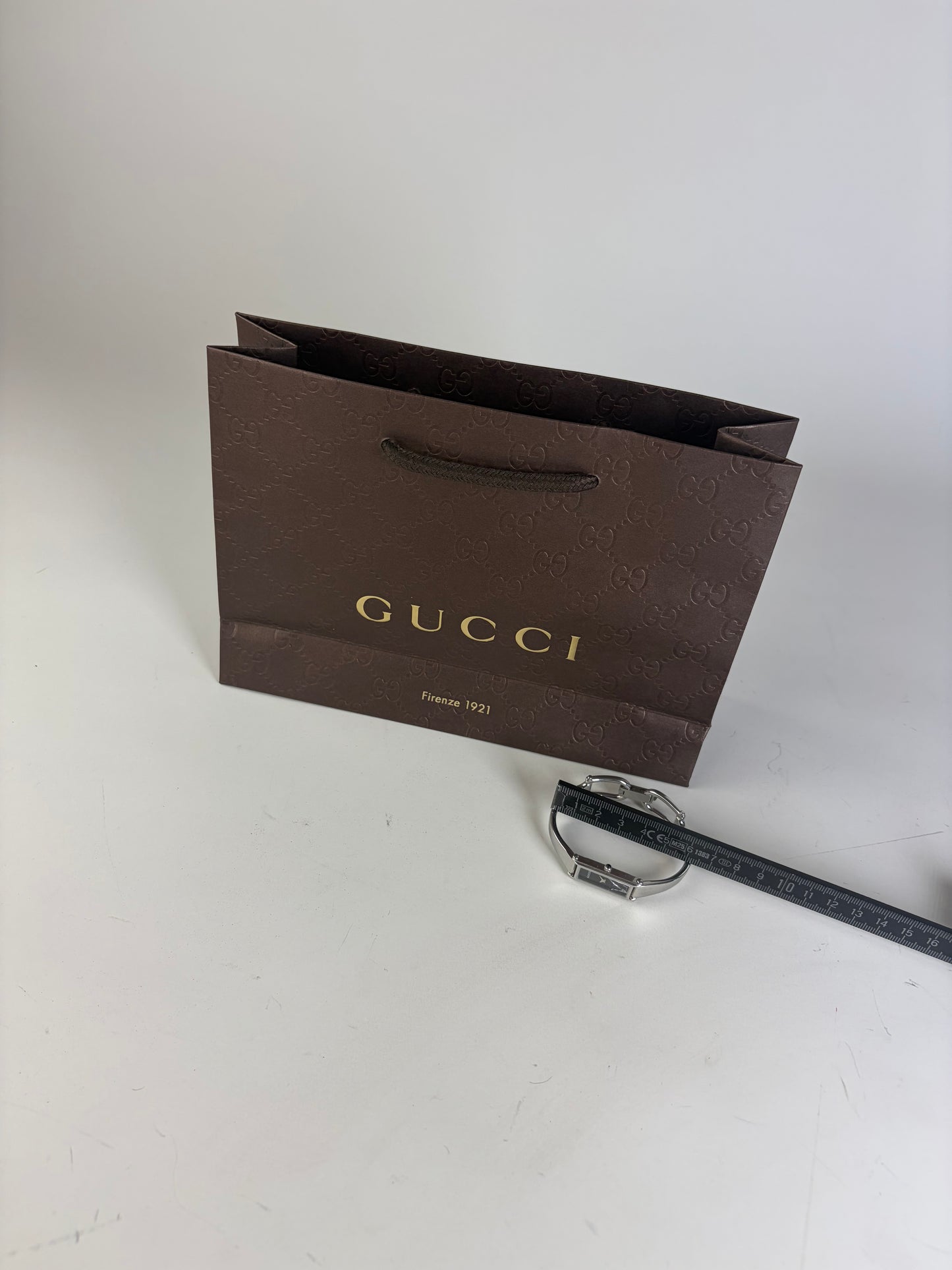 Vintage Gucci Stainless Steel Leather Bracelet Watch Silver Black