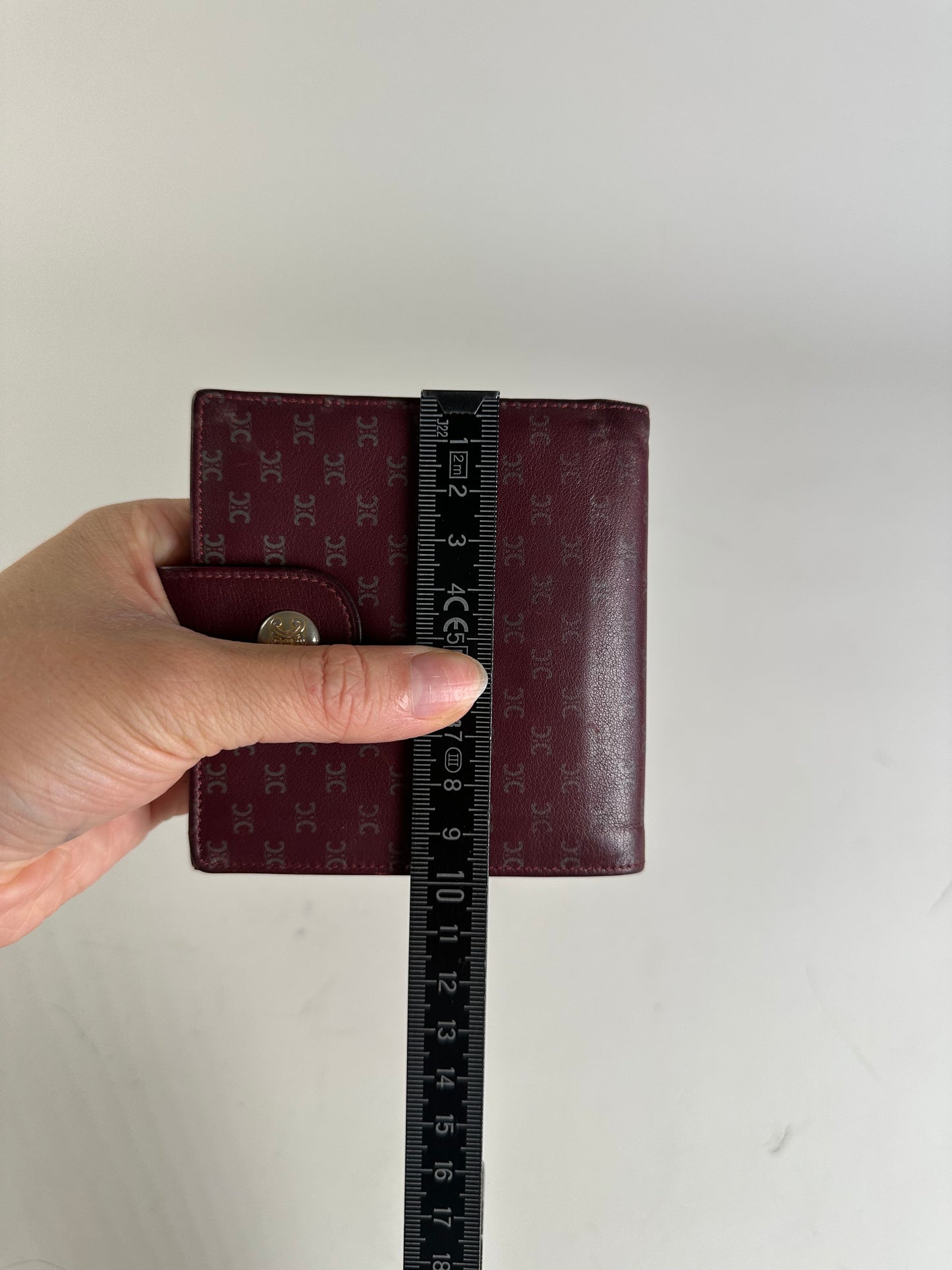 Vintage Celine Leather Wallet Burgundy Gold Snap c. 2000