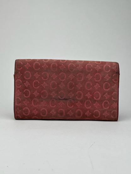 Portefeuille vintage Céline en daim macadam Monogram rose marron