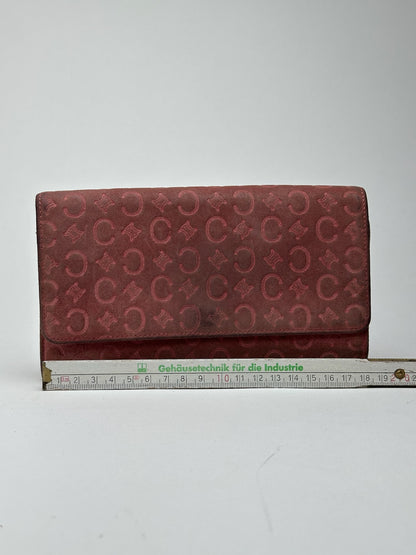 Portefeuille vintage Céline en daim macadam Monogram rose marron