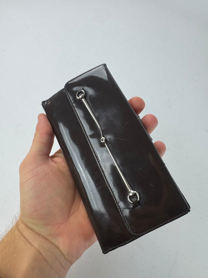 Vintage Gucci Patent Leather Horsebit Wallet Brown