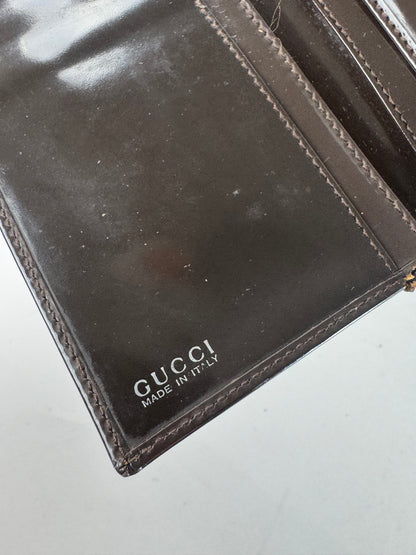Vintage Gucci Patent Leather Horsebit Wallet Brown