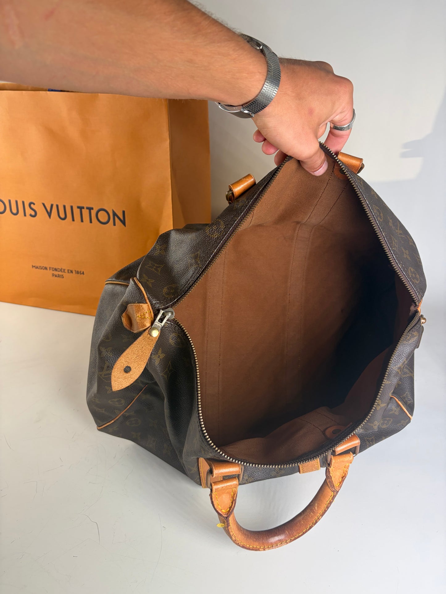 Vintage Louis Vuitton Monogram Canvas Duffle Bag Brown Tan