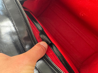 Sac vintage en cuir verni noir Céline Paris