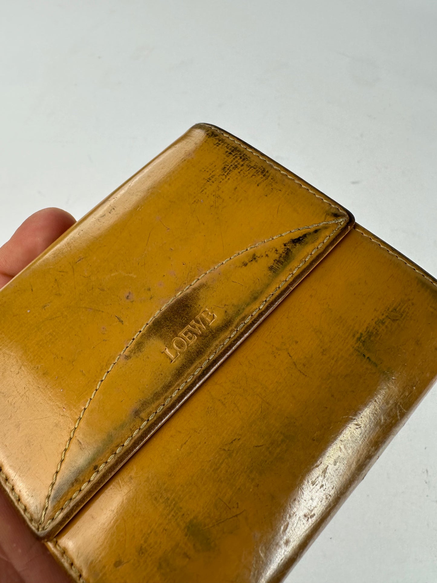 Loewe Yellow Leather Cardholder Vintage Patina