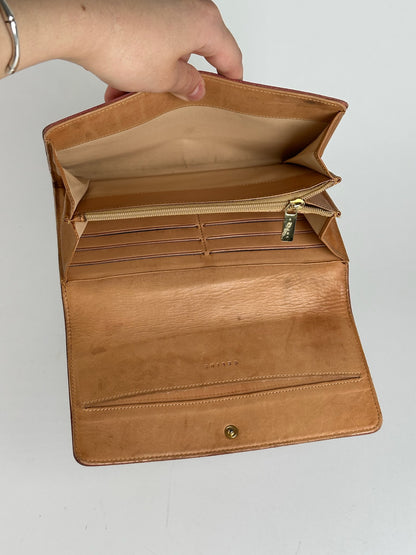 Portefeuille vintage Céline en daim macadam Monogram rose marron