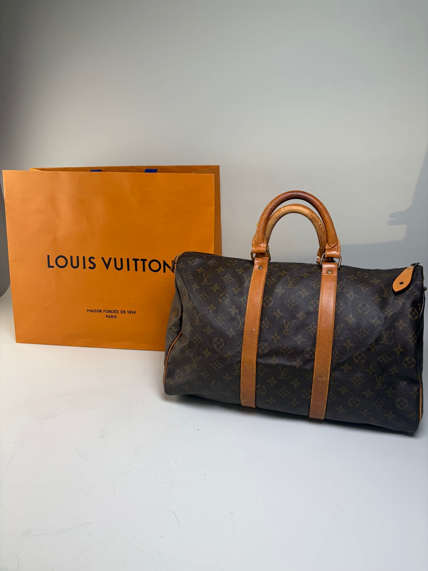 Vintage Louis Vuitton Monogram Canvas Duffle Bag Brown Tan