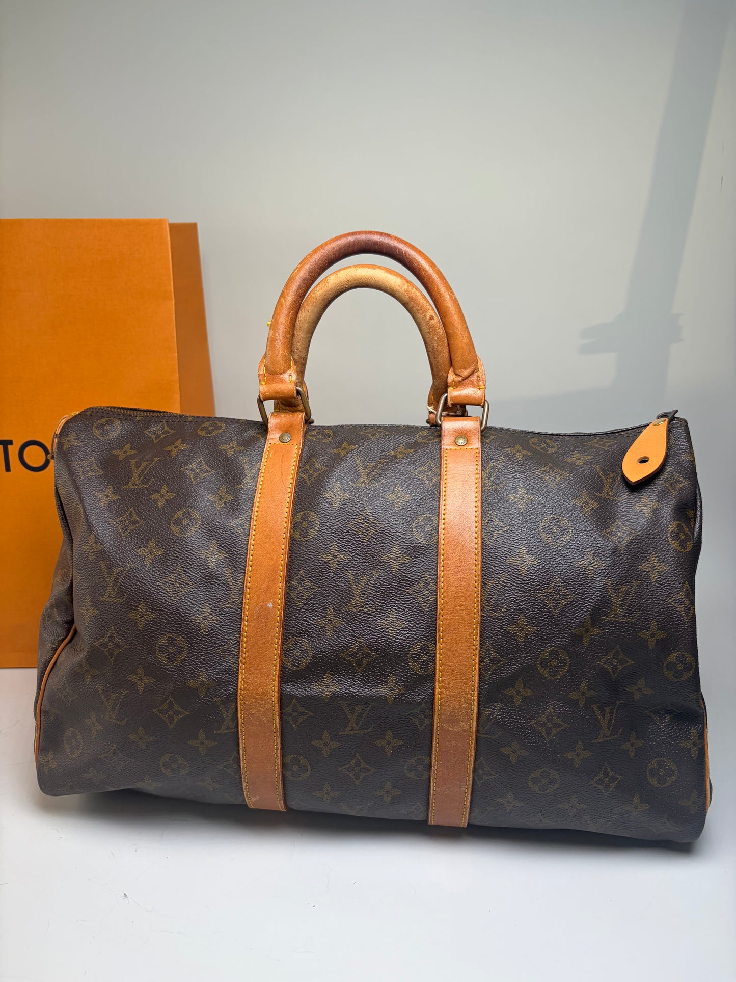 Vintage Louis Vuitton Monogram Canvas Duffle Bag Brown Tan