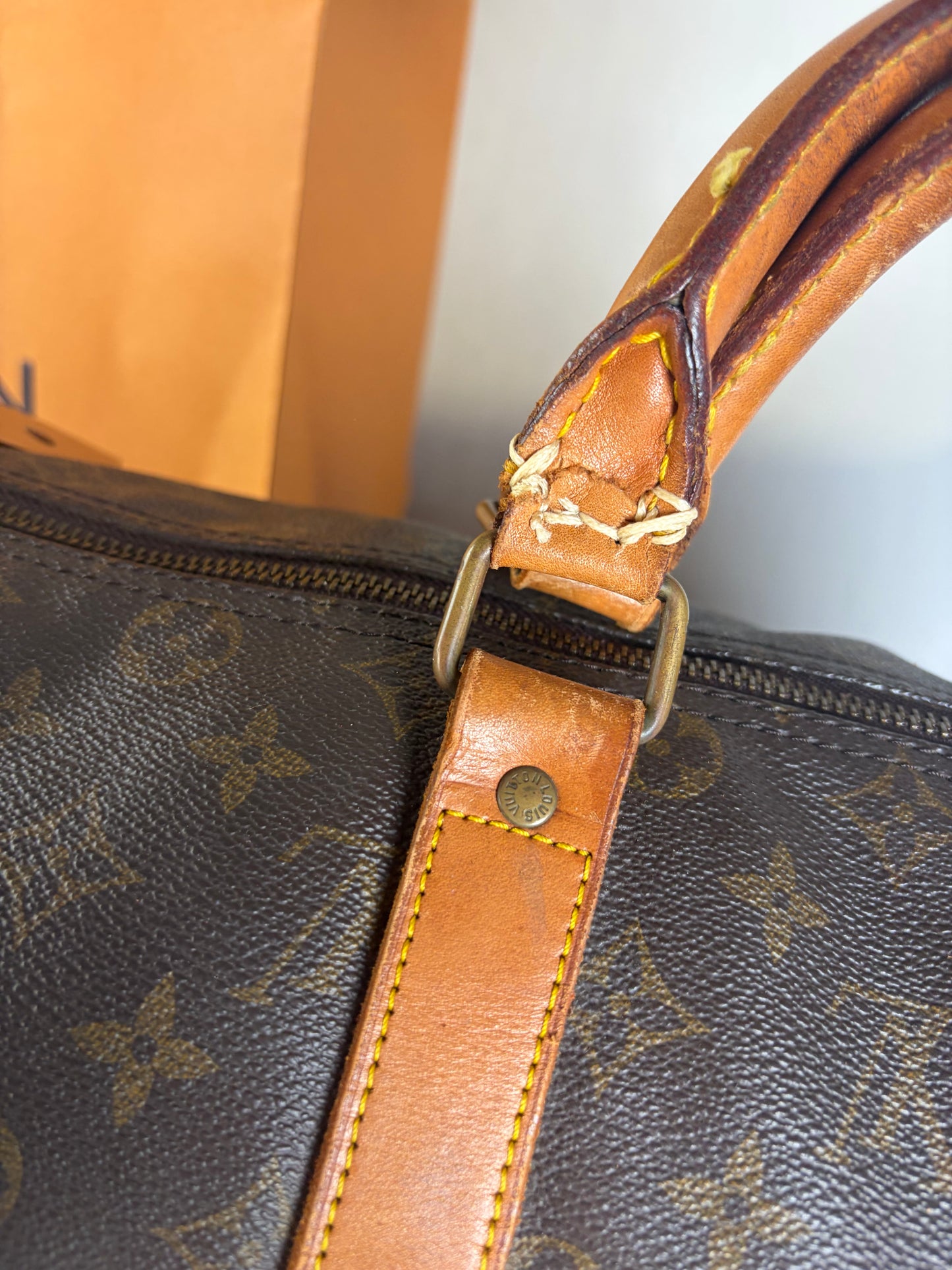 Vintage Louis Vuitton Monogram Canvas Duffle Bag Brown Tan