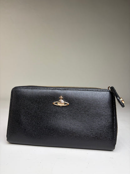 Vintage Vivienne Westwood Saffiano Leather Wallet Black Pink