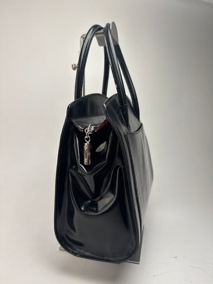 Sac vintage en cuir verni noir Céline Paris