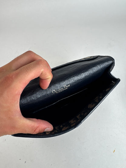 Pochette vintage monogramme Dior Oblique beige marine