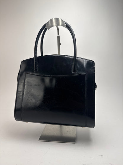 Sac vintage en cuir verni noir Céline Paris