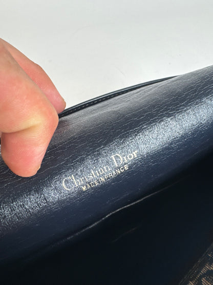 Pochette vintage monogramme Dior Oblique beige marine