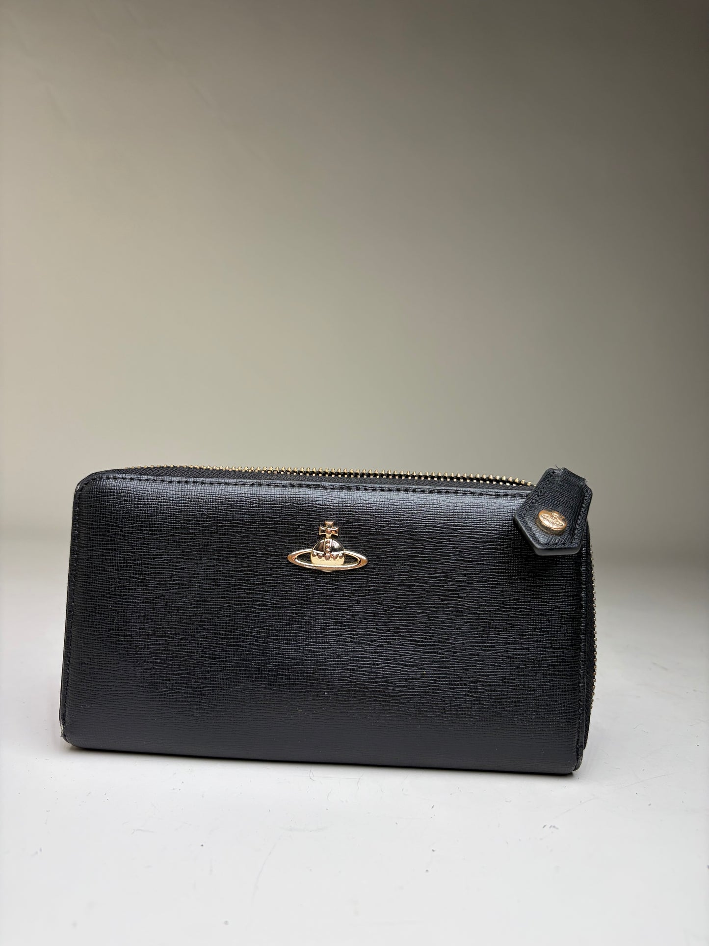 Vintage Vivienne Westwood Saffiano Leather Wallet Black Pink