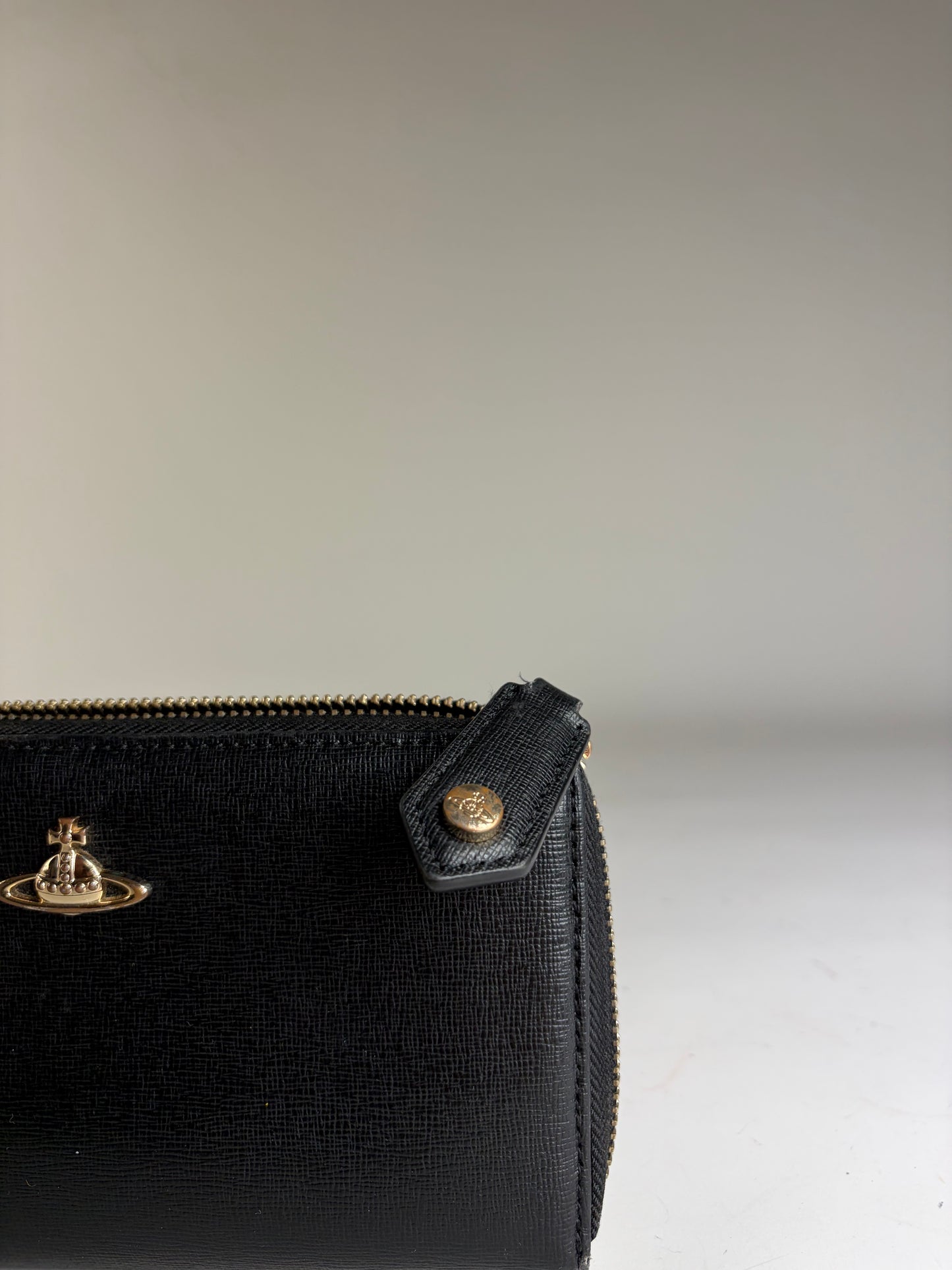Vintage Vivienne Westwood Saffiano Leather Wallet Black Pink