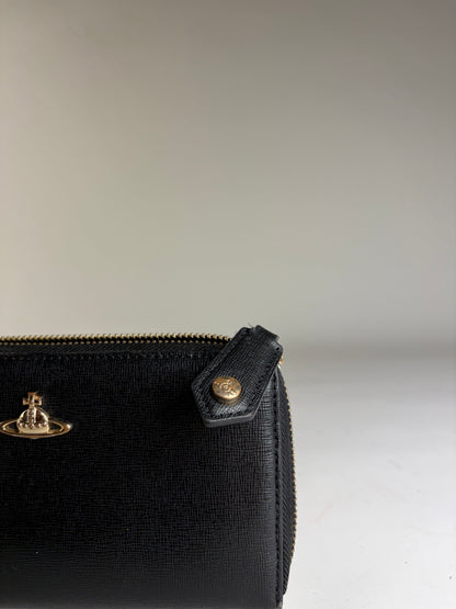 Vintage Vivienne Westwood Saffiano Leather Wallet Black Pink
