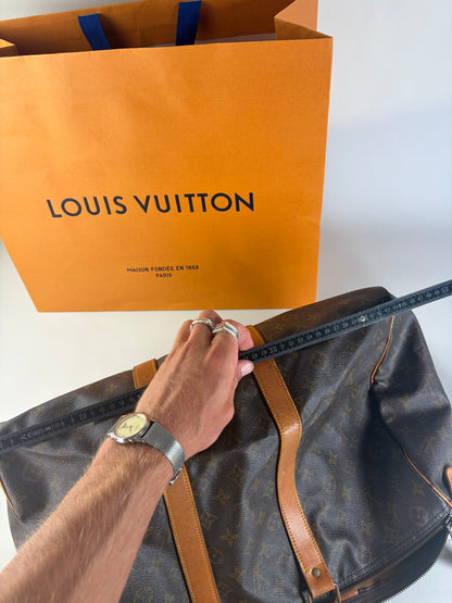 Vintage Louis Vuitton Monogram Canvas Duffle Bag Brown Tan