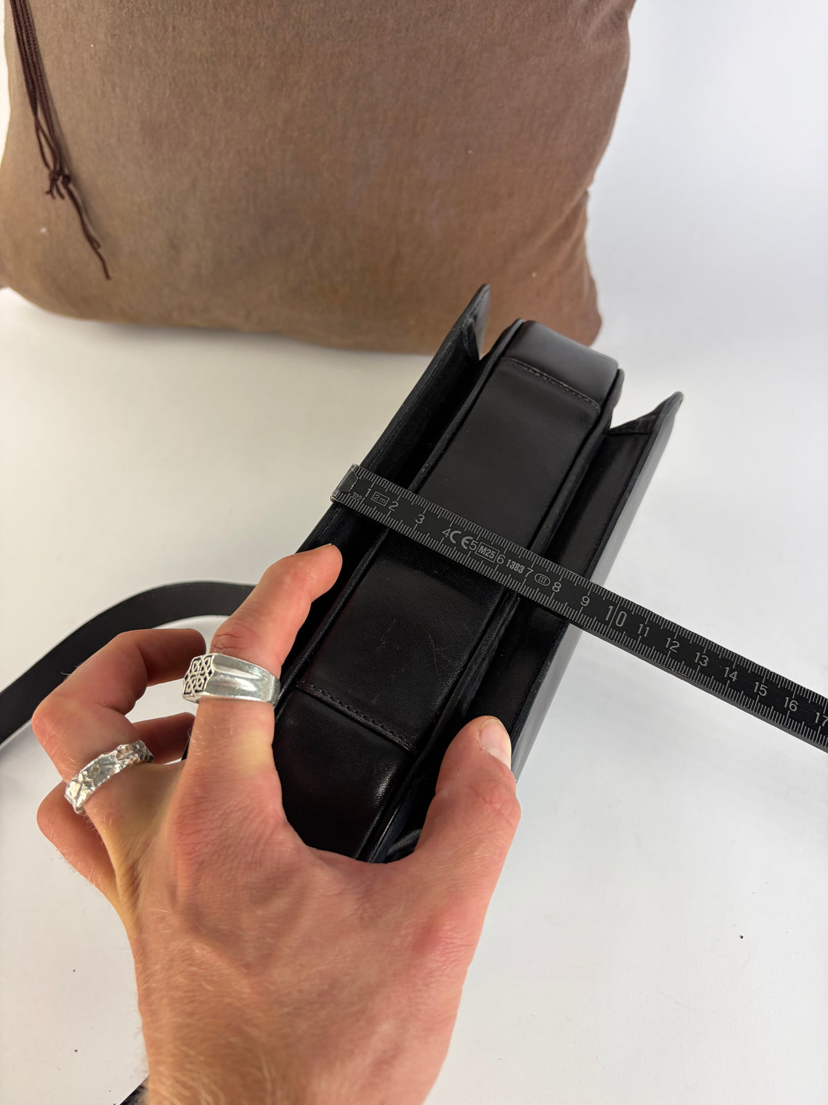 Vintage Celine Leather Flap Crossbody Bag Late 1970s Black