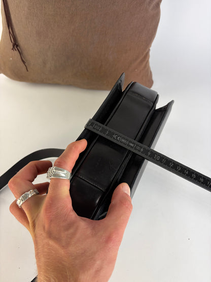 Vintage Celine Leather Flap Crossbody Bag Late 1970s Black