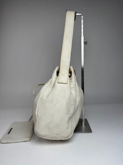 Vintage Emporio Armani Leather Bucket Bag White