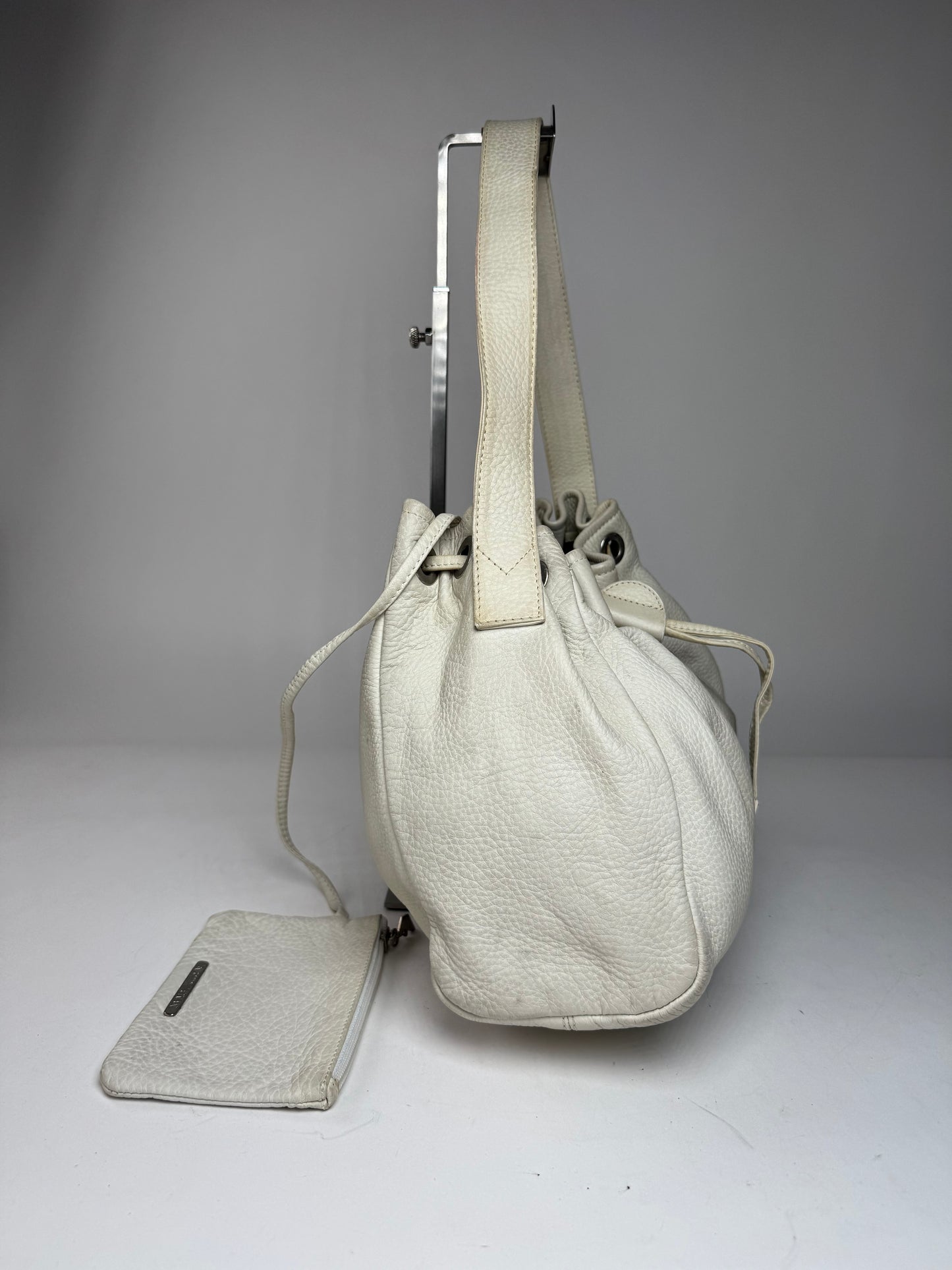 Vintage Emporio Armani Leather Bucket Bag White