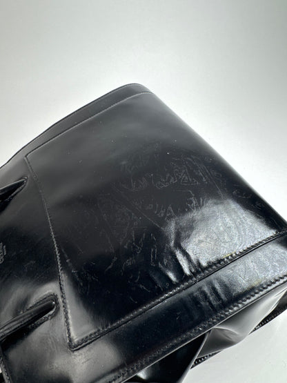 Sac vintage en cuir verni noir Céline Paris