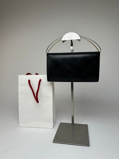 Vintage Cartier Monogram Leather Mini Handbag / Wallet Black