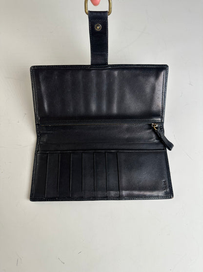 Vintage Loewe Leather Wallet Black Gold-tone Clasp