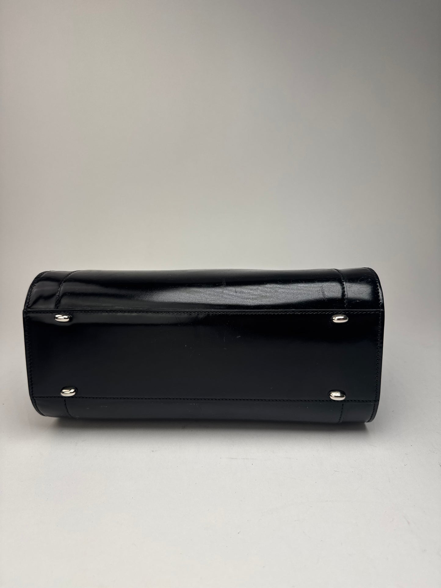 Sac vintage en cuir verni noir Céline Paris