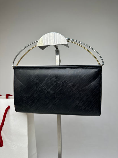 Vintage Cartier Monogram Leather Mini Handbag / Wallet Black