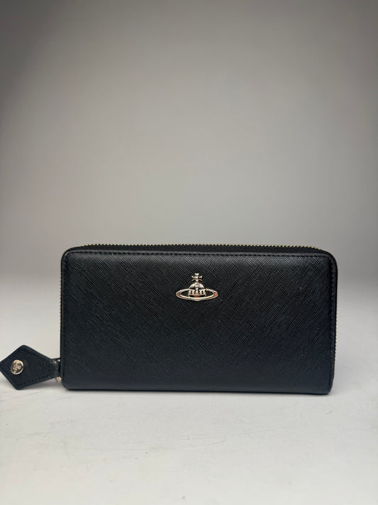 Vintage Vivienne Westwood Leather Zippy Wallet Black