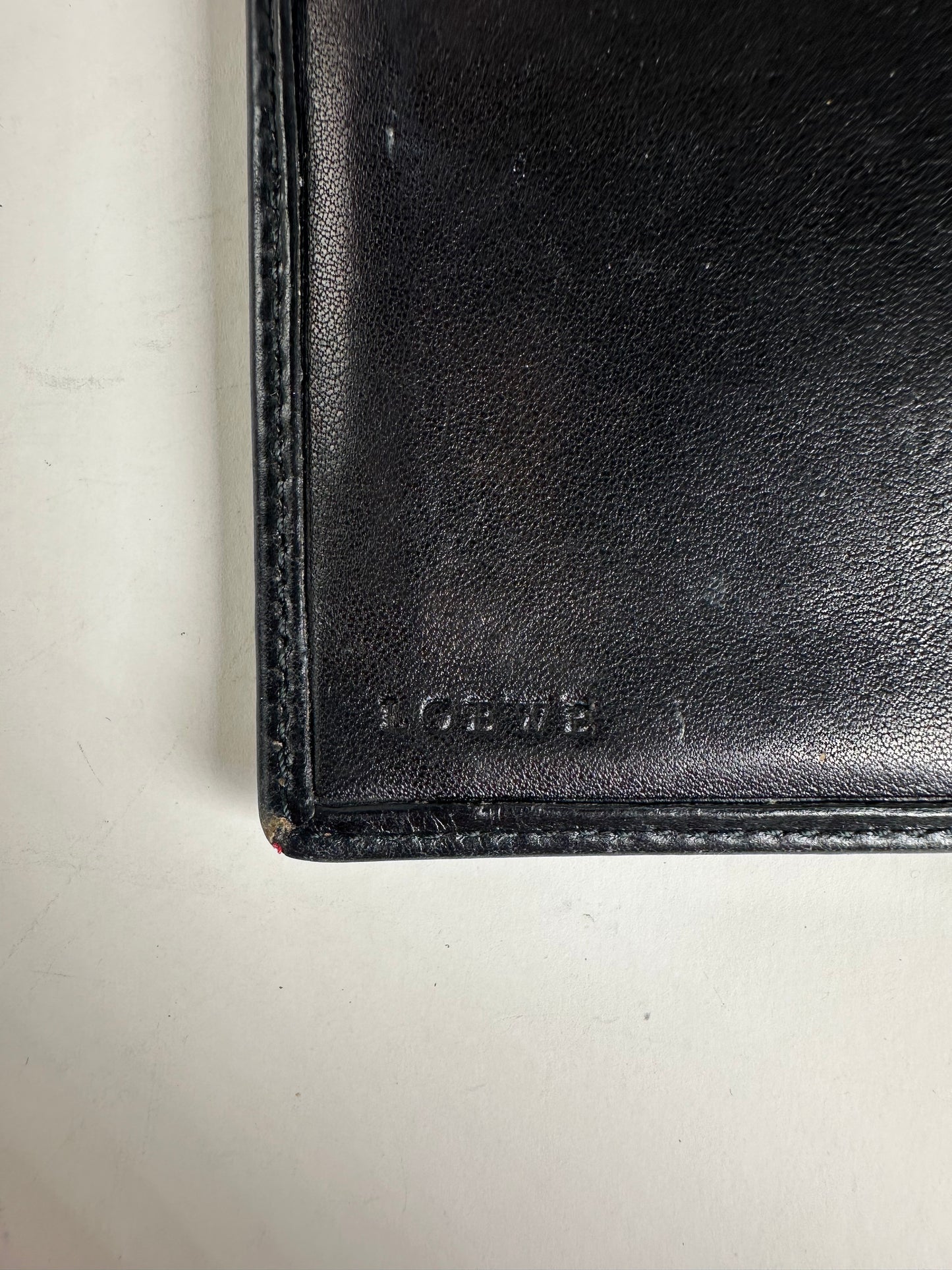 Vintage Loewe Leather Wallet Black Gold-tone Clasp