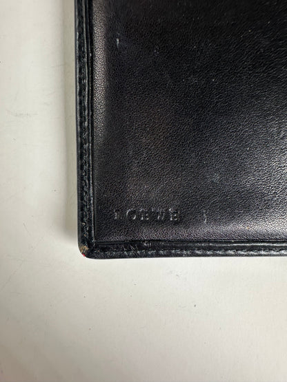 Vintage Loewe Leather Wallet Black Gold-tone Clasp