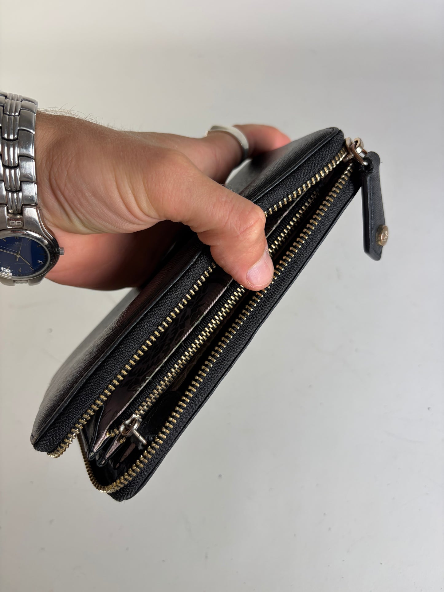 Vintage Vivienne Westwood Saffiano Leather Wallet Black Pink