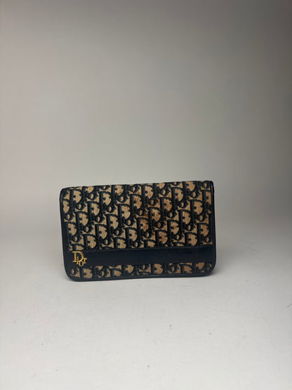 Pochette vintage monogramme Dior Oblique beige marine
