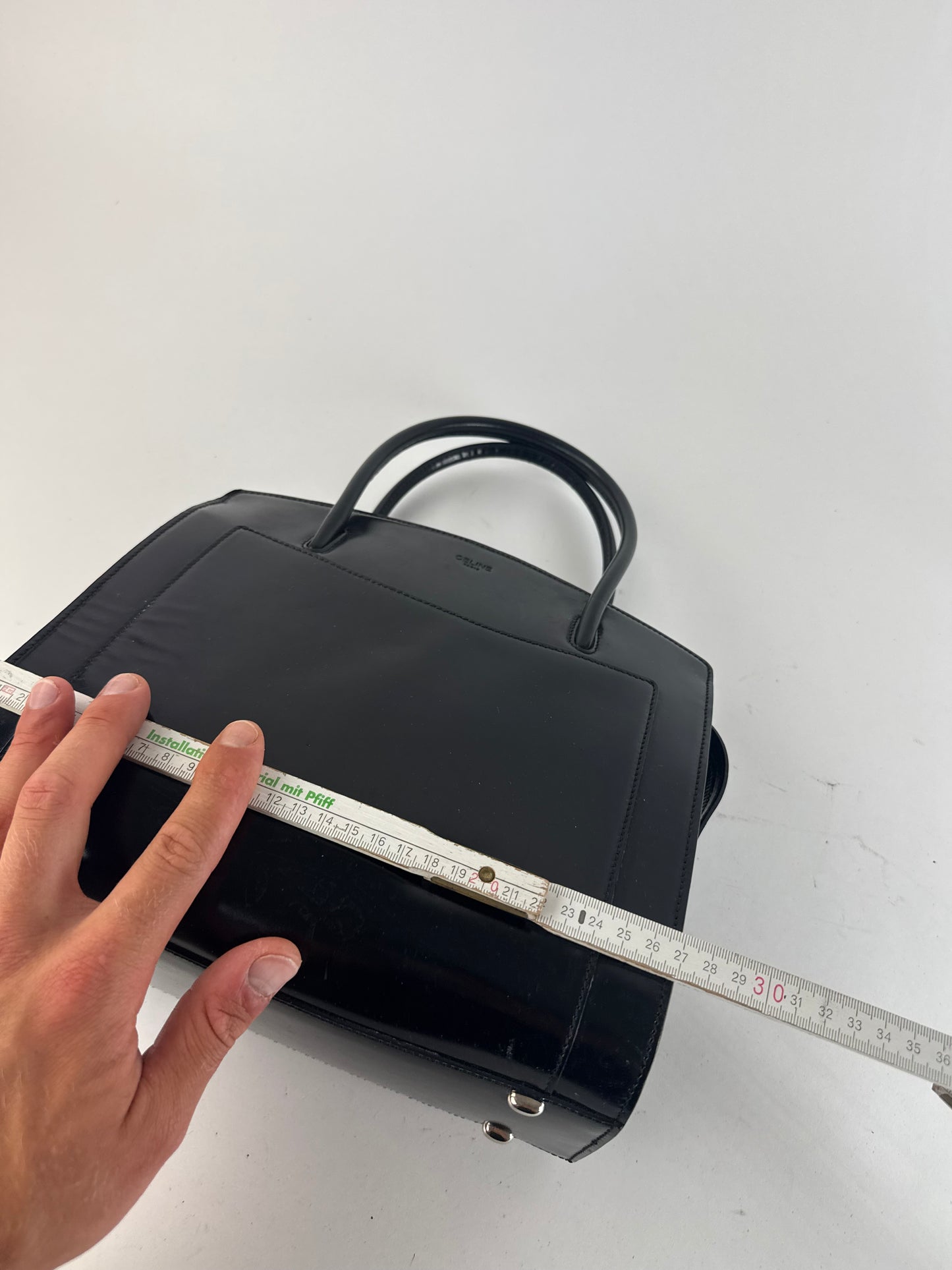 Sac vintage en cuir verni noir Céline Paris