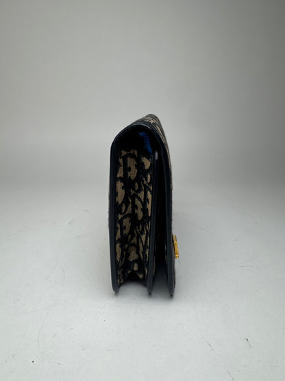 Pochette vintage monogramme Dior Oblique beige marine