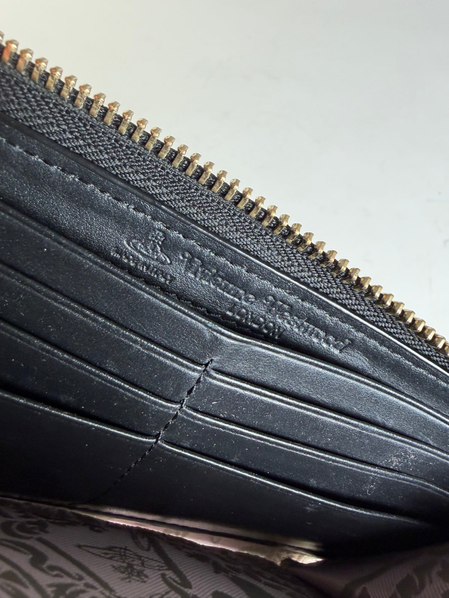 Vintage Vivienne Westwood Saffiano Leather Wallet Black Pink