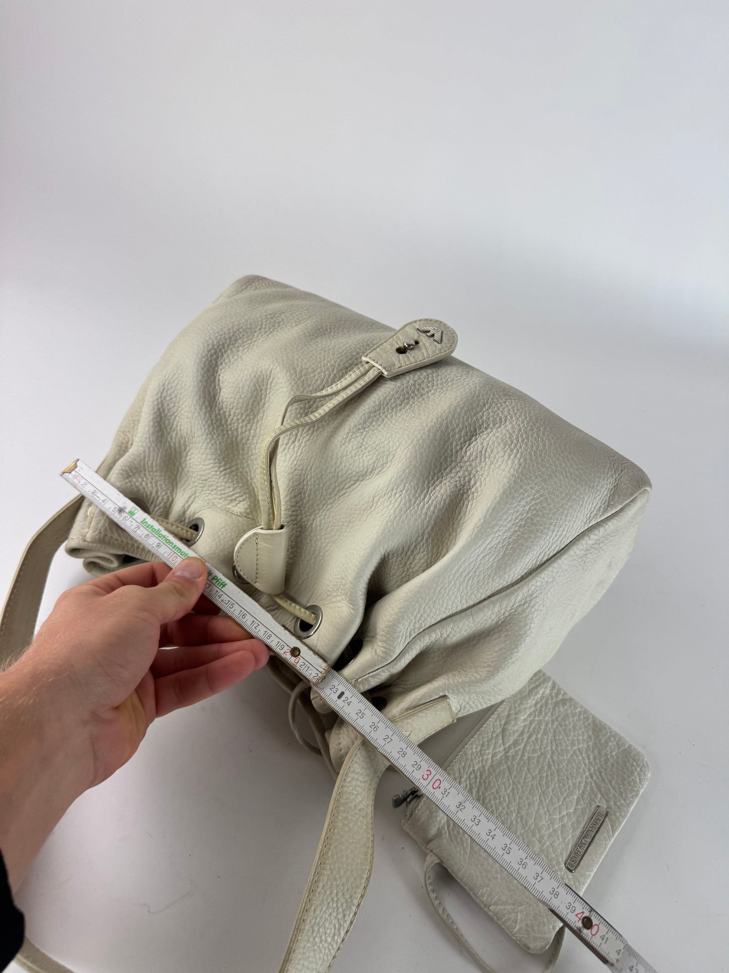 Vintage Emporio Armani Leather Bucket Bag White