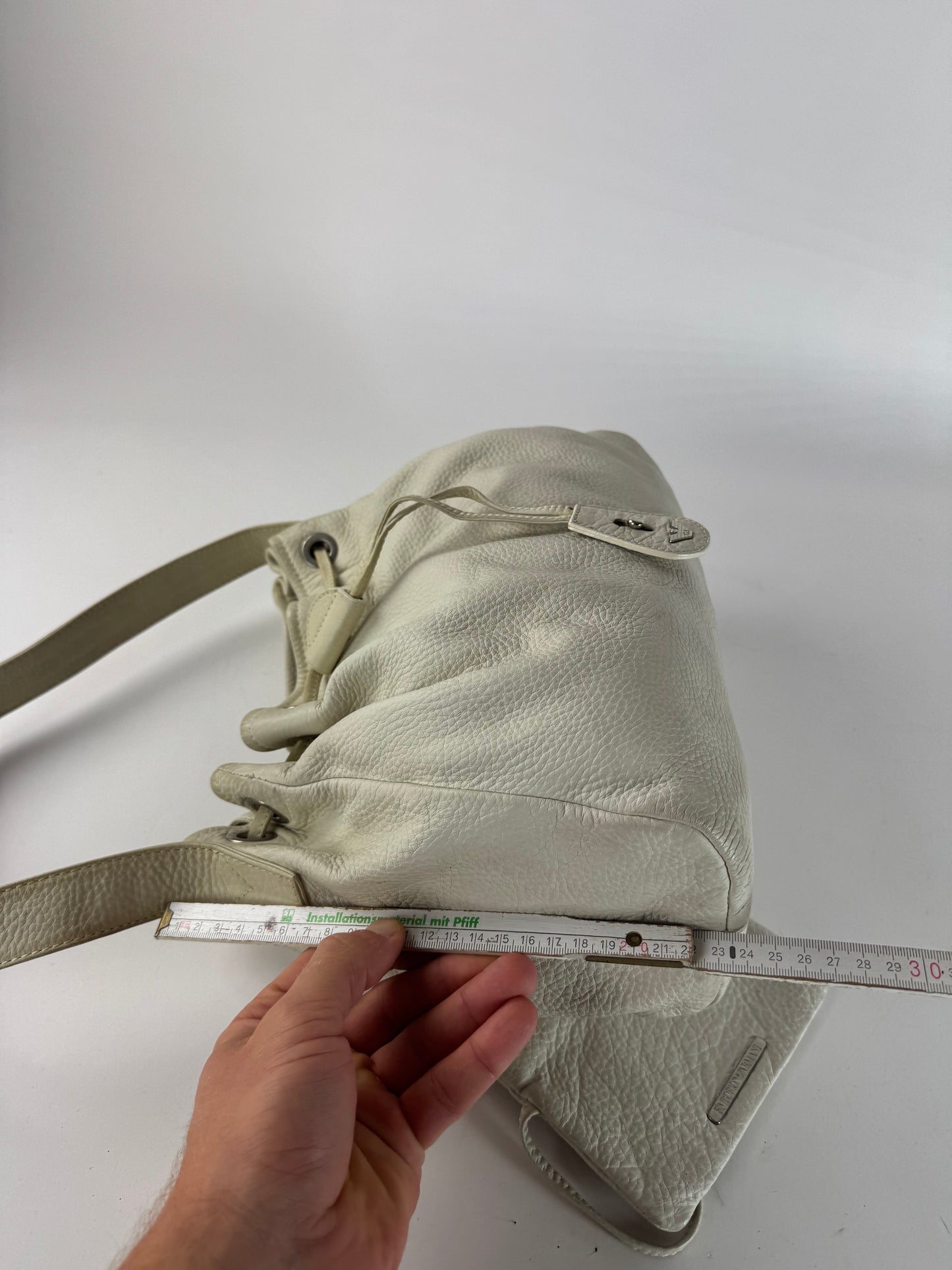 Vintage Emporio Armani Leather Bucket Bag White