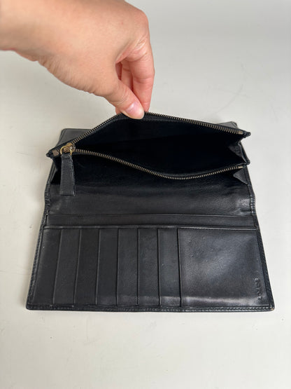 Vintage Loewe Leather Wallet Black Gold-tone Clasp