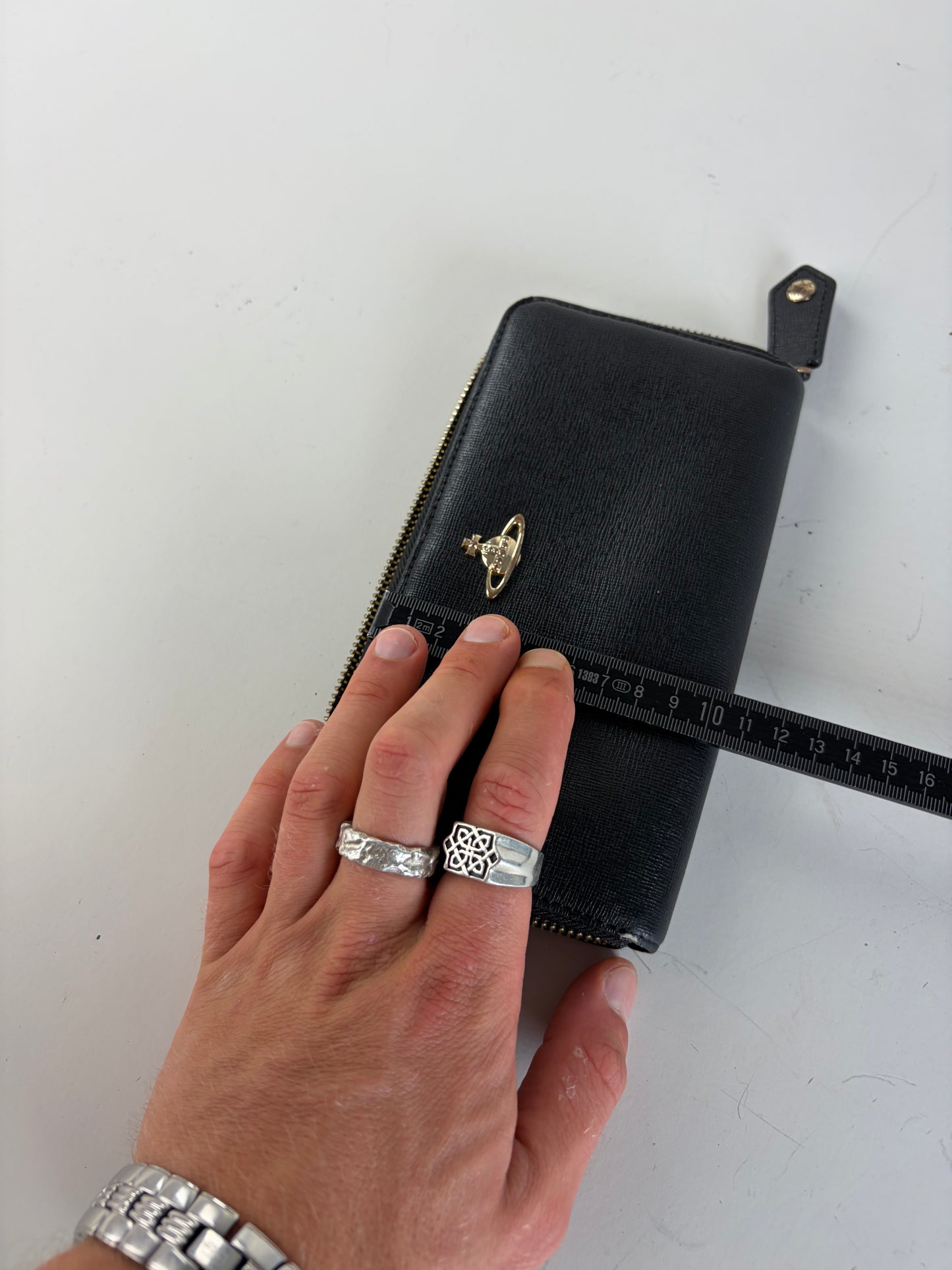 Vintage Vivienne Westwood Saffiano Leather Wallet Black Pink