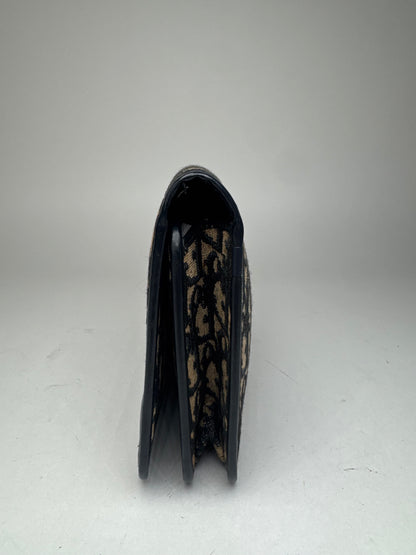 Pochette vintage monogramme Dior Oblique beige marine