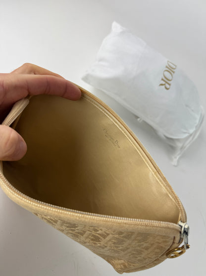 Vintage Dior Oblique Monogram Clutch Beige Golden