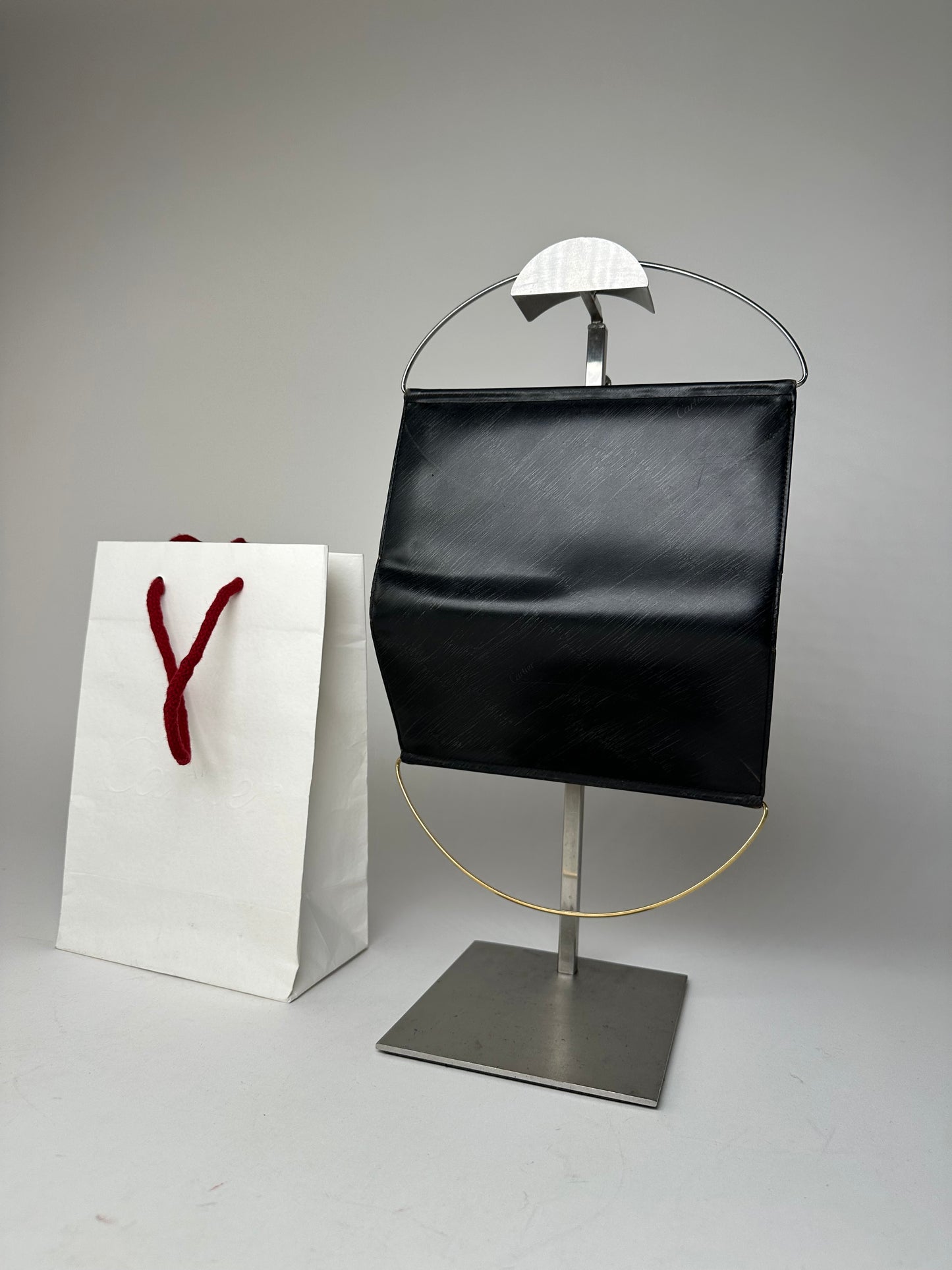 Vintage Cartier Monogram Leather Mini Handbag / Wallet Black
